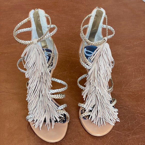 Sam Edelman Savannah Fringe Ankle Sandal Nude 6.5 - Picture 4 of 13
